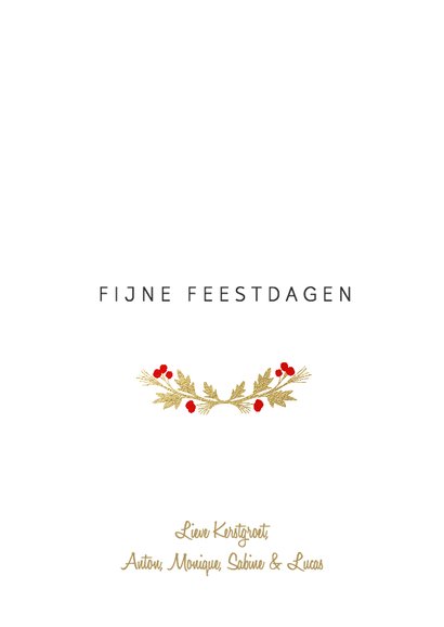Kerstkaart kerstkrans goud met foto 3