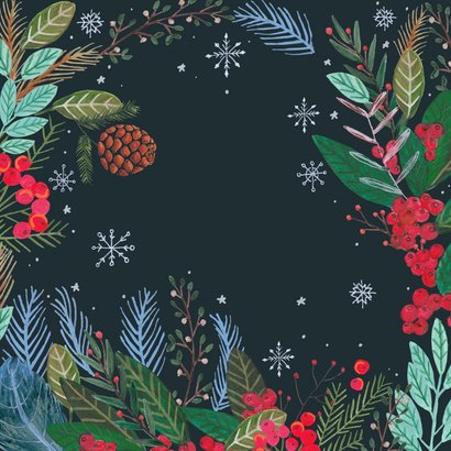 Kerstkaart kerstkrans met foto in kerstbal Achterkant
