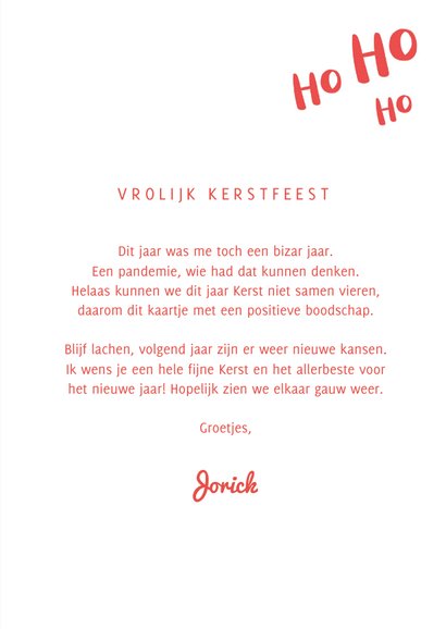 Kerstkaart kerstman baard kerstballen humor corona 2021 3