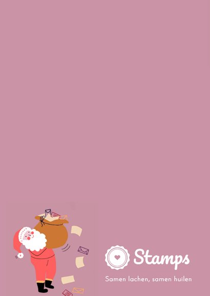 Kerstkaart kerstman brengt cadeaus 2