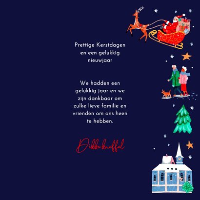 Kerstkaart kerstman en zijn rendieren met foto 3
