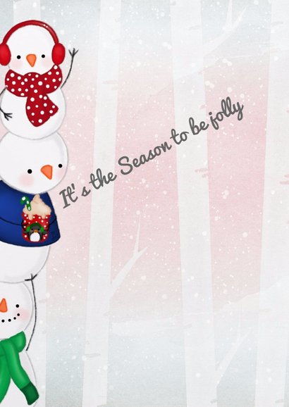Kerstkaart kerstmis Jolly Snowmen 2