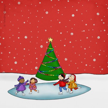 Kerstkaart kerstmis kerst schaatsen 2