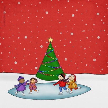 Kerstkaart kerstmis kerst schaatsen 2