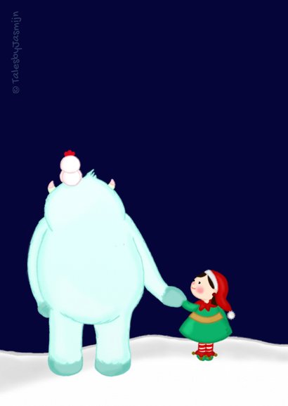 Kerstkaart kerstmis lieve Yeti 2