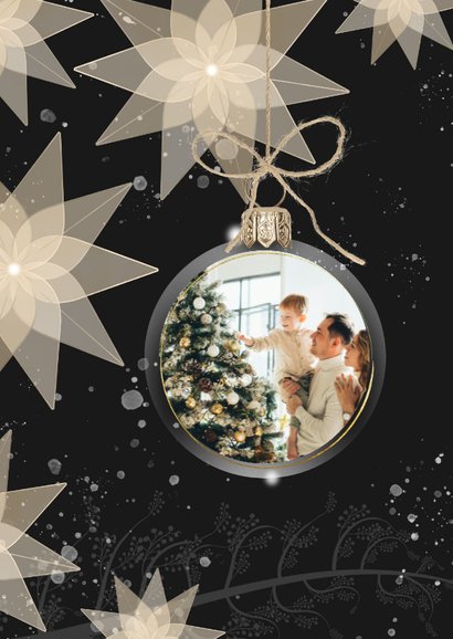 Kerstkaart kerststerren en sneeuw 2