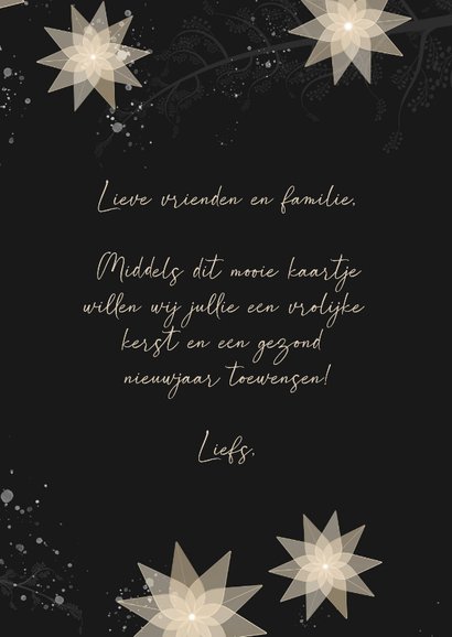 Kerstkaart kerststerren en sneeuw 3