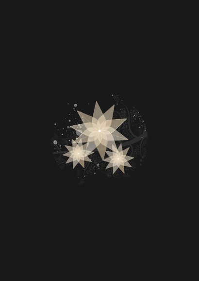 Kerstkaart kerststerren en sneeuw Achterkant