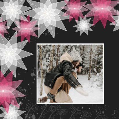 Kerstkaart kerststerren rood en wit 2