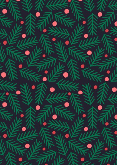 Kerstkaart kersttakken met ballen rechthoek Achterkant