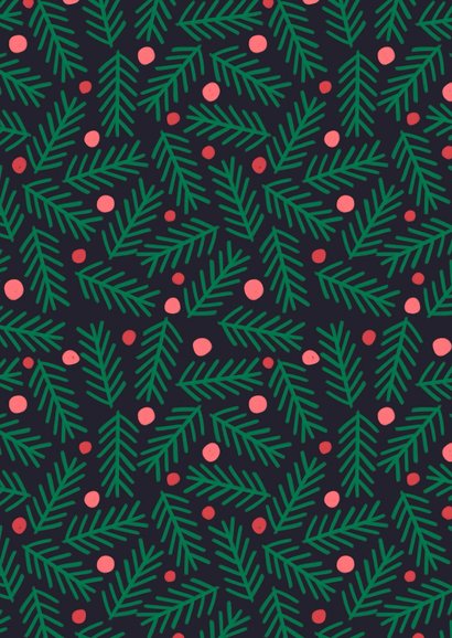 Kerstkaart kersttakken met ballen rechthoek Achterkant