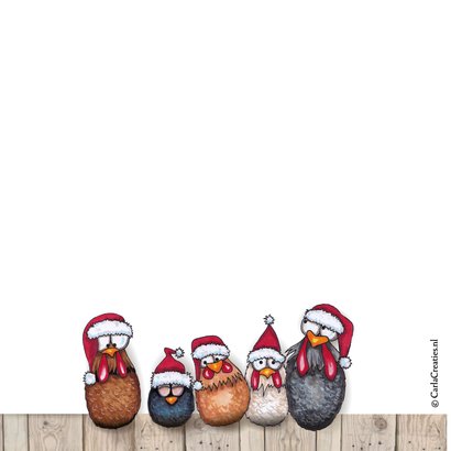 Kerstkaart kippen op stok 2