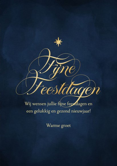 Kerstkaart klassiek blauw kerstbal met foto en vuurwerk 3