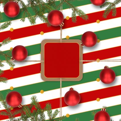 Kerstkaart klassiek foto en label Achterkant