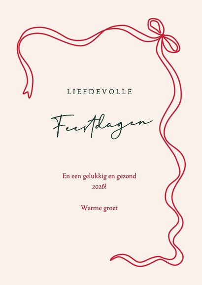 kerstkaart klassiek met strikje en ruit 3