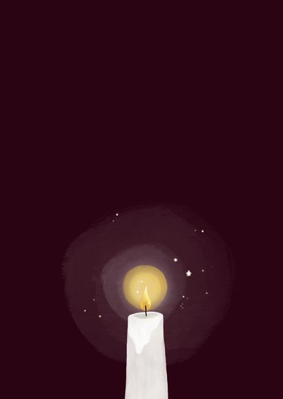 Kerstkaart klein lichtpuntje kaars bordeaux 2