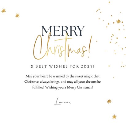 Kerstkaart kleurrijk kerstballen goud handen best wishes 3