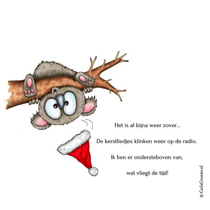 Kerstkaart Koala met kerstmuts 2