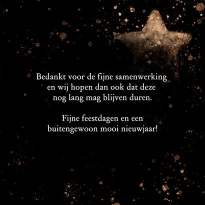 Kerstkaart koperen ster sneeuw en label 2026 3