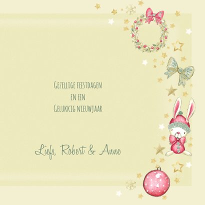 Kerstkaart krans van kerstversiering + foto 3