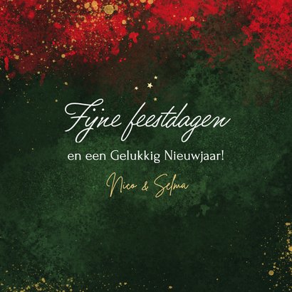 Kerstkaart kunst verf rood groen kerstbal foto 2026 goud 3