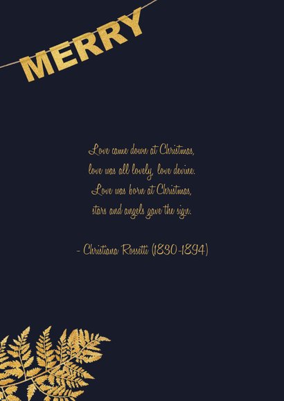 Kerstkaart label goud Xmas 2