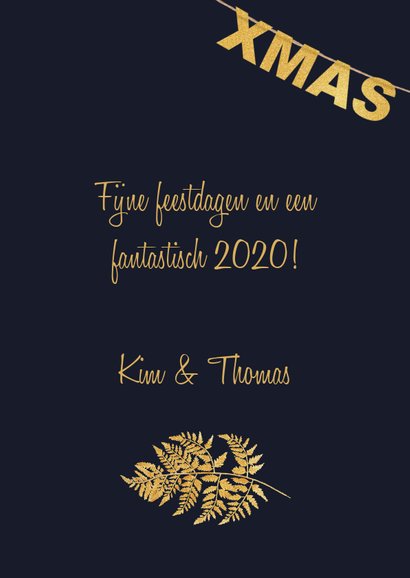 Kerstkaart label goud Xmas 3