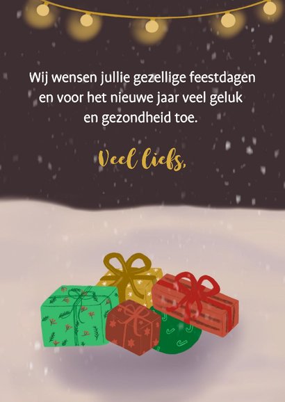 Kerstkaart labradoodle met slee 3