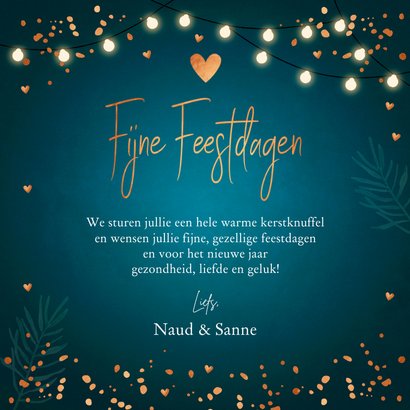 Kerstkaart lampjes confetti typografie zeegroen 3