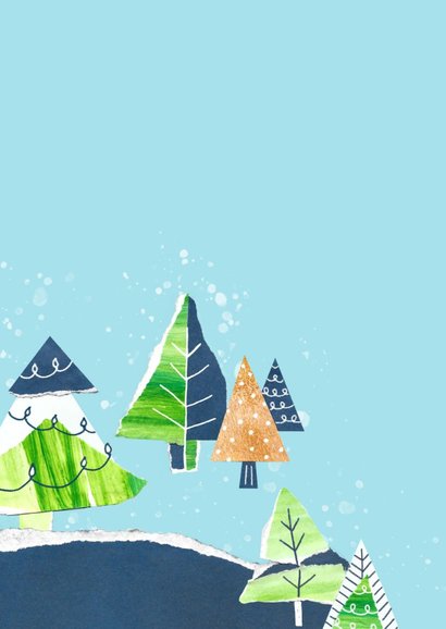 Kerstkaart landschap kerstbomen 2