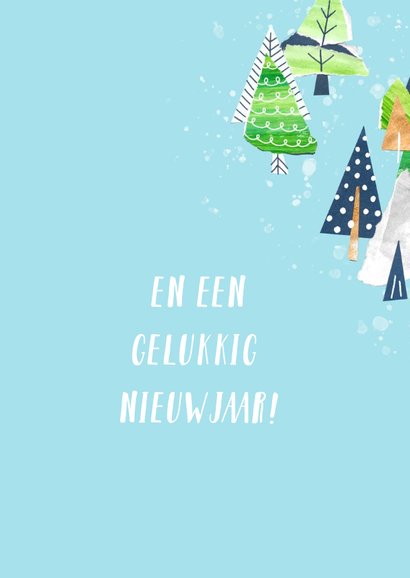 Kerstkaart landschap kerstbomen 3