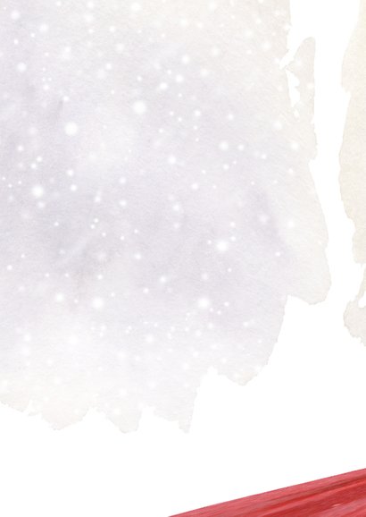Kerstkaart lantaarn en kerstroos Achterkant