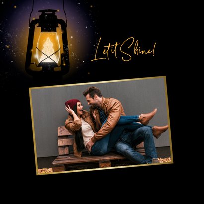 Kerstkaart lantaarn kerstboom licht 2