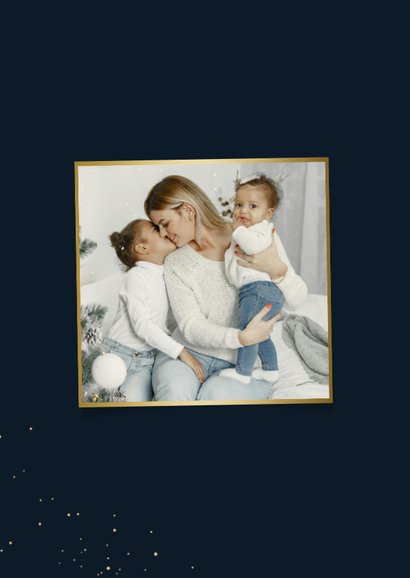 Kerstkaart leef lach geniet donkerblauw goud quote 2