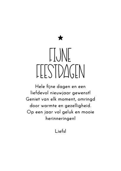 Kerstkaart leef lach geniet ster zwart wit typografisch 3