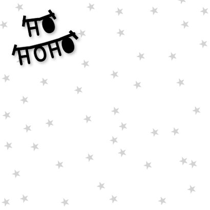 Kerstkaart letterslinger boom zwartwit 2