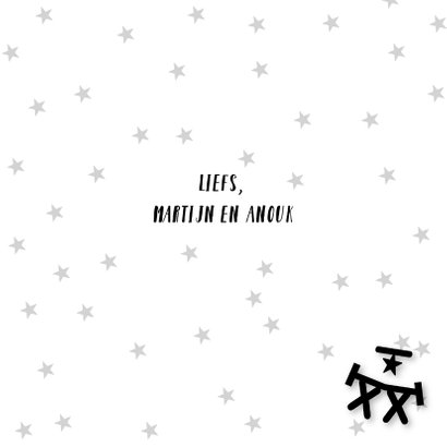 Kerstkaart letterslinger boom zwartwit 3