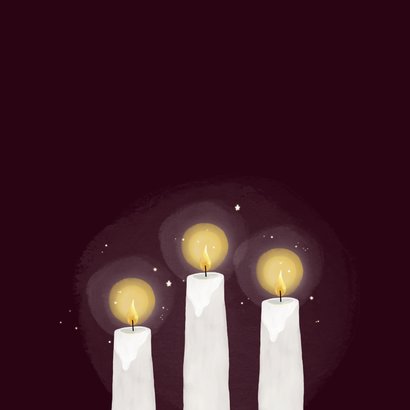 Kerstkaart licht en liefde kaarsjes bordeaux 2