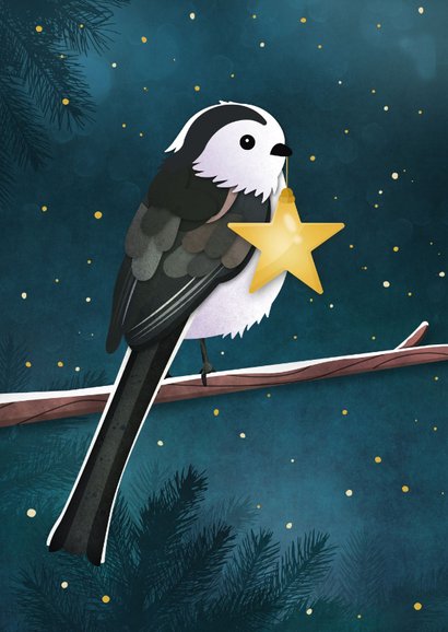 Kerstkaart lichtpuntje met vogel sterkte in moeilijke tijd 2