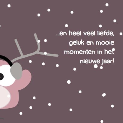 kerstkaart met lieve kerstuil en sneeuw 3