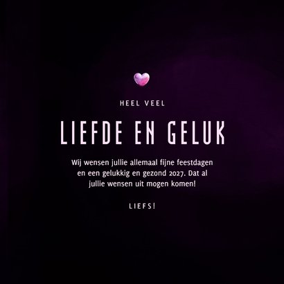 Kerstkaart liefde en geluk met roze sprankelend hart 3