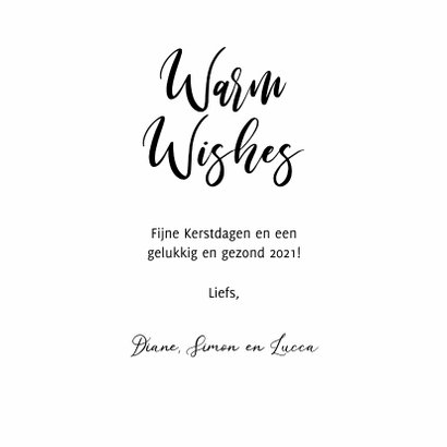 Kerstkaart liefde hartjes goud warm wishes 3