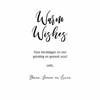 Kerstkaart liefde hartjes goud warm wishes 3
