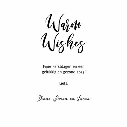 Kerstkaart liefde hartjes goud warm wishes 3
