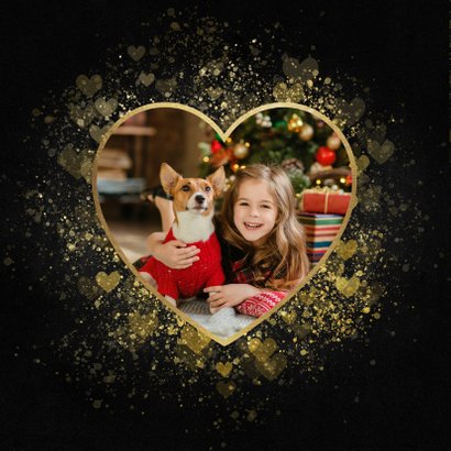 Kerstkaart liefdevol gouden hart Fijne Feestdagen 2