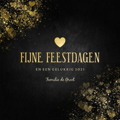 Kerstkaart liefdevol gouden hart Fijne Feestdagen 3