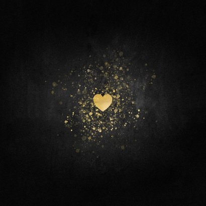 Kerstkaart liefdevol gouden hart Fijne Feestdagen Achterkant