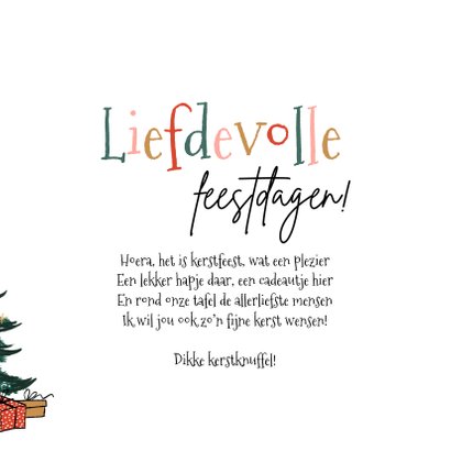 Kerstkaart 'Liefdevolle feestdagen' kerstboom ster cadeau 3