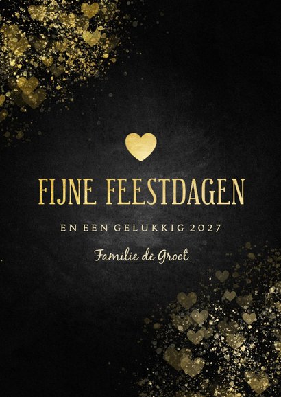 Kerstkaart liefdevolle foto in gouden hartvorm 3