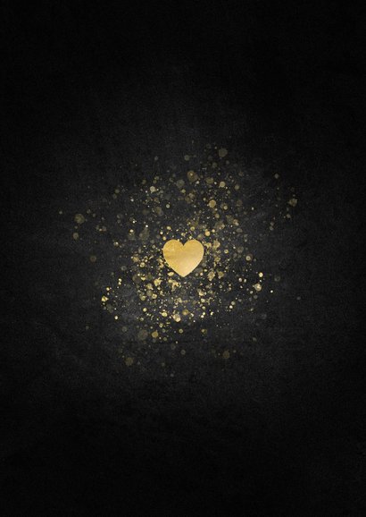 Kerstkaart liefdevolle foto in gouden hartvorm Achterkant